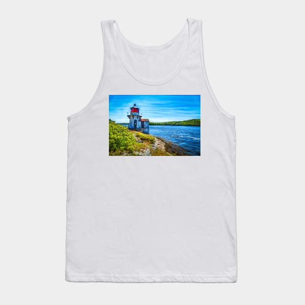 Squirrel Point Light Arrowsic Maine Tank Top by Gestalt Imagery